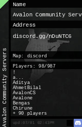 Avalon Community Servers